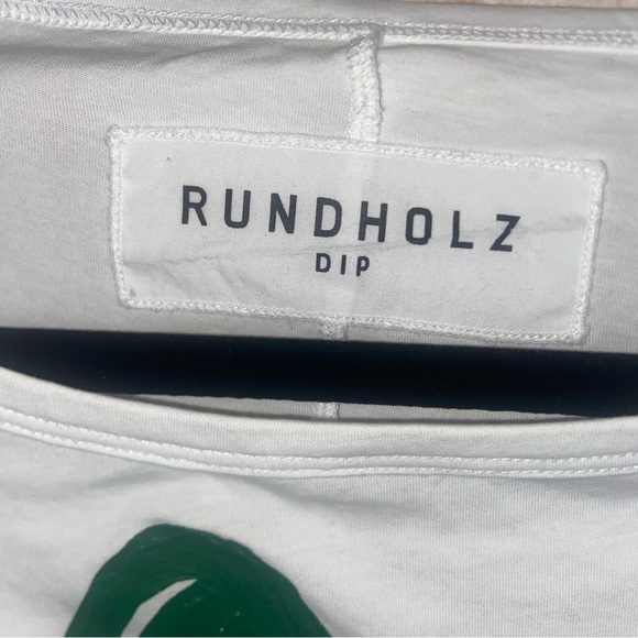 RUNDHOLZ DIP Lagenlook Green Print Handpainted Dress Size Small - Picture 7 of 9